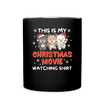 Alpaka Christmas Movie Watching - Tasse einfarbig - Schwarz - Vorne