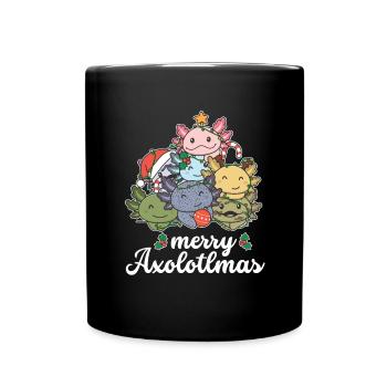 Merry Lotlmas Pun Axolotl Christmas - Full Colour Mug - black - Front