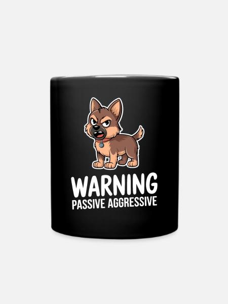 Avertissement Chien Agressif Passif Bande dessinée - Mug uni - noir