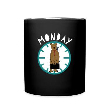Arbeiten am Montag - Tasse einfarbig - Schwarz - Vorne