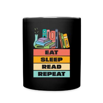 Eat Sleep Read Repeat Books for Book Lovers - Full Colour Mug - black - Front