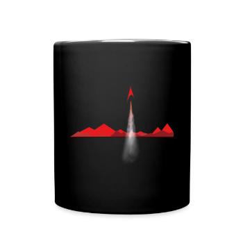 Rote Rakete startet von rotem Planeten - Tasse einfarbig - Schwarz - Vorne