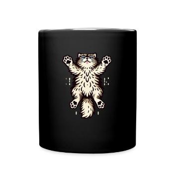 Springende Katze - Tasse einfarbig - Schwarz - Vorne