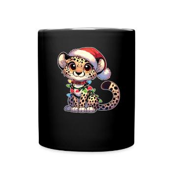 Chapeau de Noël Noël Fées Lumières Guépard - Mug uni - noir - Devant
