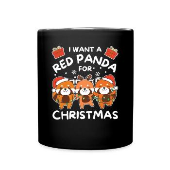 Je veux un panda roux Noël Pandas roux - Mug uni - noir - Devant