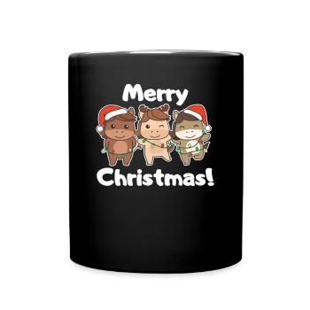 Cheval Noël Hiver Animaux Cheval - Mug uni - noir - Devant