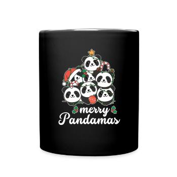 Joyeux Pandamas Jeu de mots Panda Noël - Mug uni - noir - Devant