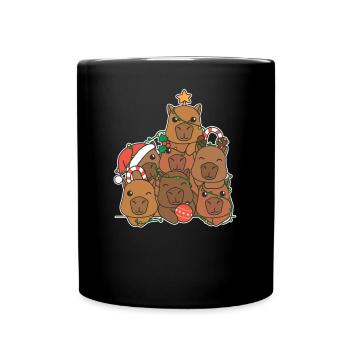 Capybara Arbre de Noël Drôle Animal Noël - Mug uni - noir - Devant