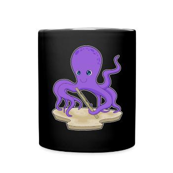 Octopus Musician Flute Music - Full Colour Mug - black - Front