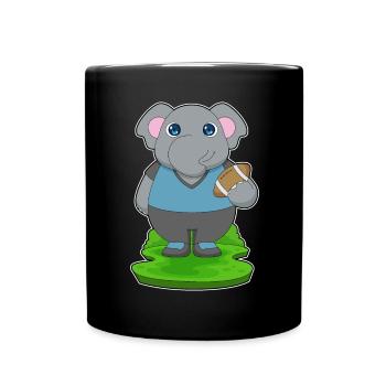 Elephant American Football Sport - Full Colour Mug - black - Front