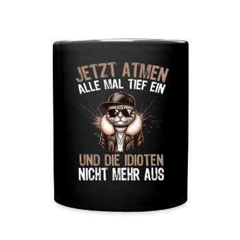 Funny Cat Sarcasm Idiots Saying Humor - Full Colour Mug - black - Front