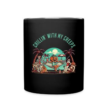 Chillin' Mit Meinen Creeps Kürbis - Tasse einfarbig - Schwarz - Vorne