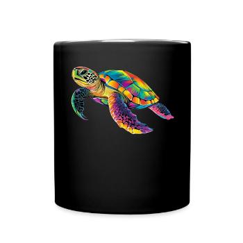 Turtle Colorful Popart Reptile Cute Turtles - Full Colour Mug - black - Front