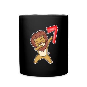Motif Lion 7ème Anniversaire - 7 ans - Mug uni - noir - Devant