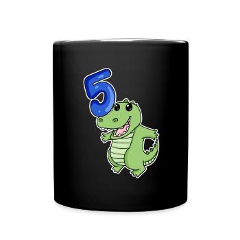 5th Birthday Motif Crocodile - 5 years - Full Colour Mug - black - Front