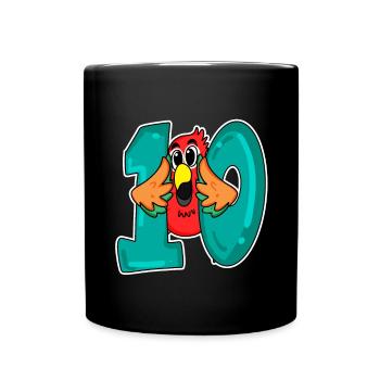 10th Birthday Motif Parrot - Ten - 10 Years - Full Colour Mug - black - Front