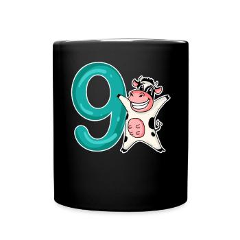 9ème anniversaire motif vache - 9 ans - Mug uni - noir - Devant