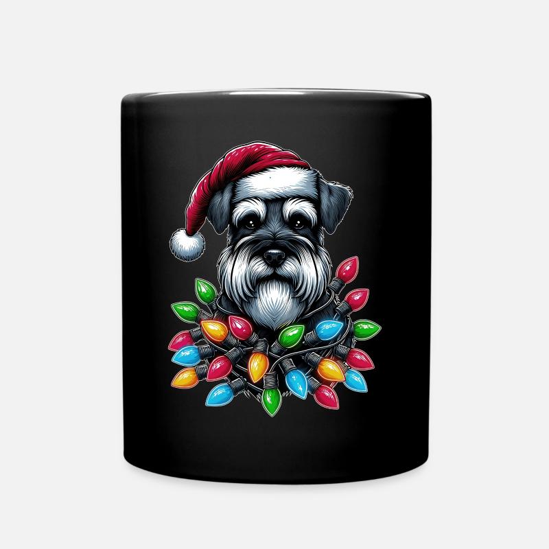 Schnauzer Weihnachtsmütze Xmas - Tasse einfarbig - Schwarz