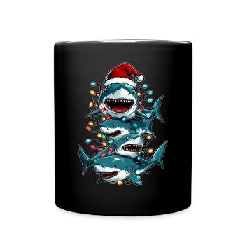 Haifischflor Weihnachtsmütze Xmas - Tasse einfarbig - Schwarz - Vorne