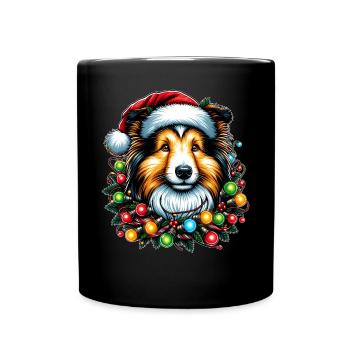 Shetland Sheepdogs Dog Christmas Hat Xmas - Full Colour Mug - black - Front