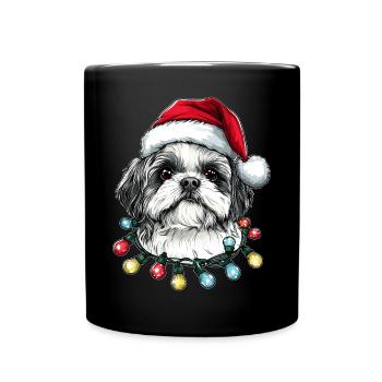 Chapeau de Noël Shih Tzu mignon Noël - Mug uni - noir - Devant