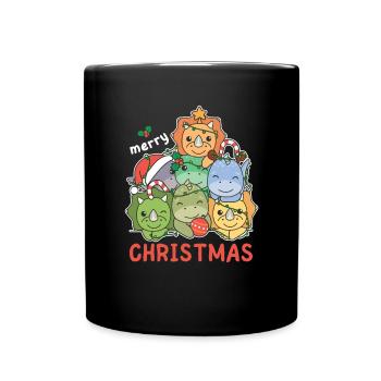 Dinosaur Christmas Tree Merry Christmas - Full Colour Mug - black - Front