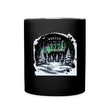 Winterwald Design für die Feiertage - Tasse einfarbig - Schwarz - Vorne