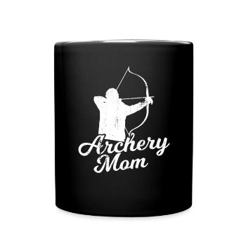Bogensportlerin Mama - Tasse einfarbig - Schwarz - Vorne