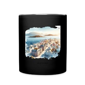 Ålesund Stadtansicht Skandinavien Norwegen Sommer - Tasse einfarbig - Schwarz - Vorne