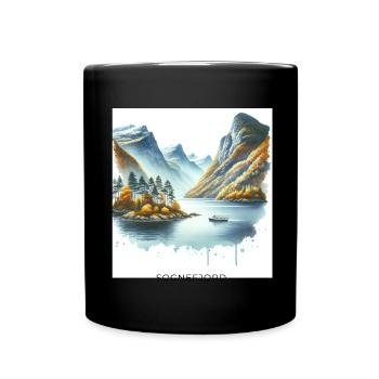Sognefjord Herbst Skandinavien Norwegen Naturwunde - Tasse einfarbig - Schwarz - Vorne