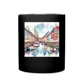 Nyhavn Kopenhagen Skandinavien Dänemark Sommer - Tasse einfarbig - Schwarz - Vorne