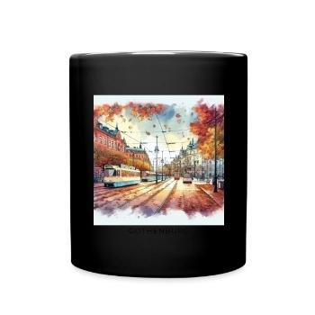 Herbstliches Gothenburg Skandinavien Schweden Stad - Tasse einfarbig - Schwarz - Vorne