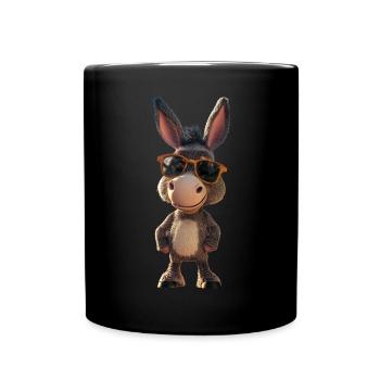 Esel Hausesel Donkey Reiten Stall Liebe Süßer Esel - Tasse einfarbig - Schwarz - Vorne