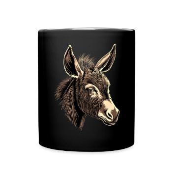 Esel Hausesel Donkey Reiten Stall Liebe Süßer Esel - Tasse einfarbig - Schwarz - Vorne