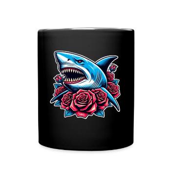 Shark Roses - Full Colour Mug - black - Front