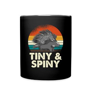 Tiny & Spiny Stachelschwein Retro Stil Vintage - Tasse einfarbig - Schwarz - Vorne