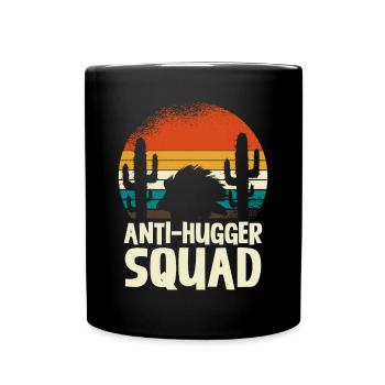 Anti-Hugger Squad Kaktus Retro Wüste Igel - Tasse einfarbig - Schwarz - Vorne