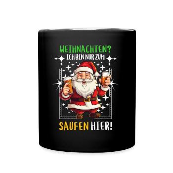 Weihnachtsmann Bier Saufen Alkohol Weihnachten - Tasse einfarbig - Schwarz - Vorne