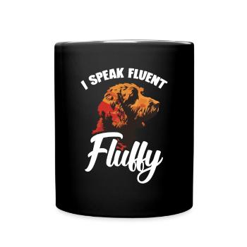 Bernedoodle, I speak fluently, fluffy - Full Colour Mug - black - Front