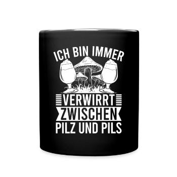 Morel mushrooms confused between mushroom pils mushroom hunters - Full Colour Mug - black - Front