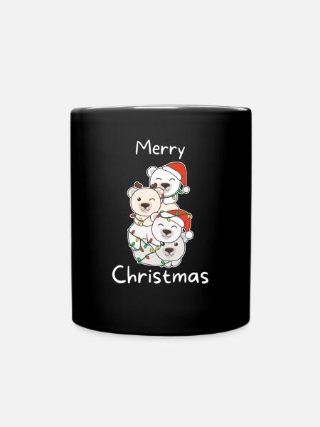 Polar Bear Christmas Tree Christmas Polar Bear - Full Colour Mug - black