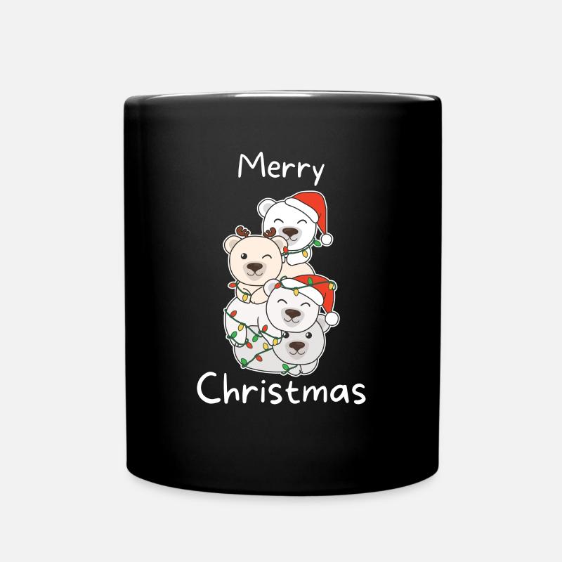 Polar Bear Christmas Tree Christmas Polar Bear - Full Colour Mug - black