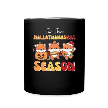 Tis' the Hallothanksmas Season Fox - Full Colour Mug - black - Front
