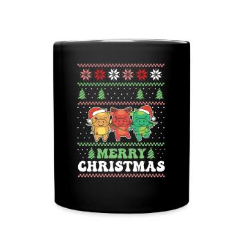 Joyeux Noël rétro moche dragon de Noël - Mug uni - noir - Devant