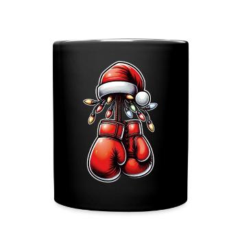 Boxer Boxhandschuhe Weihnachten Hut Xmas - Tasse einfarbig - Schwarz - Vorne