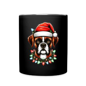 Boxer chien chapeau de Noël Noël - Mug uni - noir - Devant