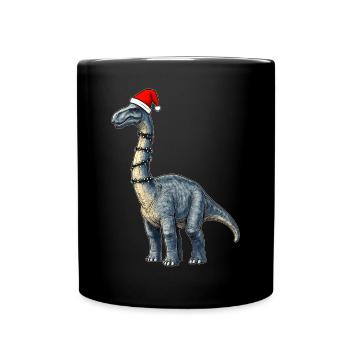 Brachiosaure Dinosaure Père Noël Chapeau Noël - Mug uni - noir - Devant