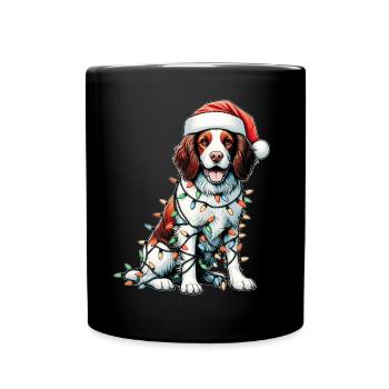 Brittany Spaniel Chien Père Noël Noël - Mug uni - noir - Devant