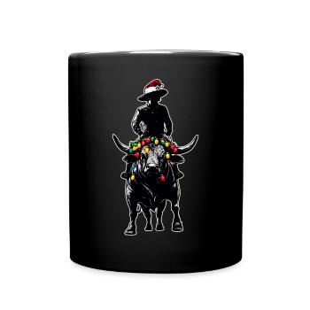 Stierreiter Stierreiten Weihnachtsmütze Xmas - Tasse einfarbig - Schwarz - Vorne