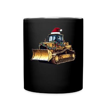 Bulldozer Christmas Hat Xmas - Full Colour Mug - black - Front